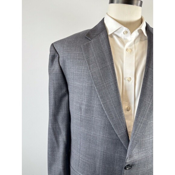 Burberry Mens Blazer Windowpane Gray Two Button Wool Sports Coat Suit Jacket 46R - Picture 7 of 14